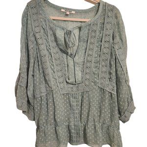 Gorgeous Daniel Rainn Sage Green 3/4 Sleeve Peplum Blouse Size L